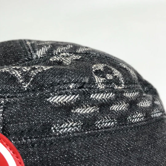 LOUIS VUITTON hat MP3244 cotton Black x white bonnet denim LV MADE Heart mens „M Used Authentic