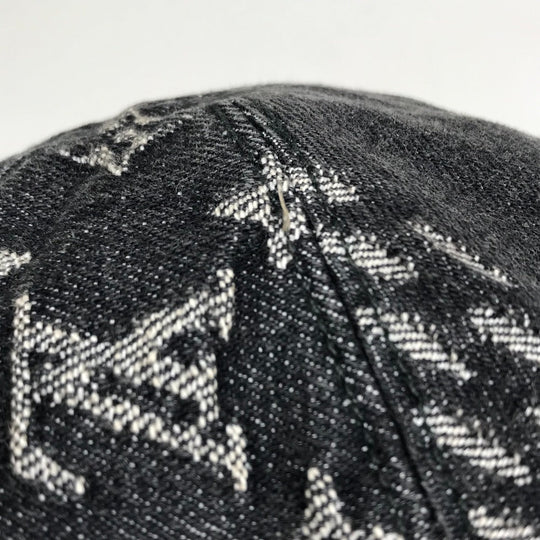 LOUIS VUITTON hat MP3244 cotton Black x white bonnet denim LV MADE Heart mens „M Used Authentic