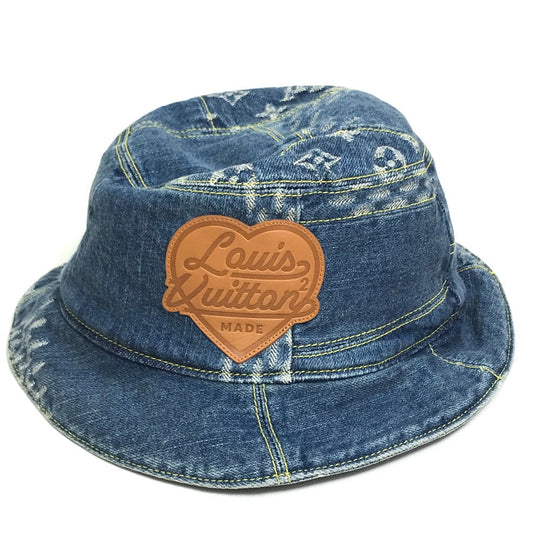 LOUIS VUITTON hat MP3242 cotton Blue / Brown NIGO collaboration Bonnet Denim LV MADE mens M Used Authentic