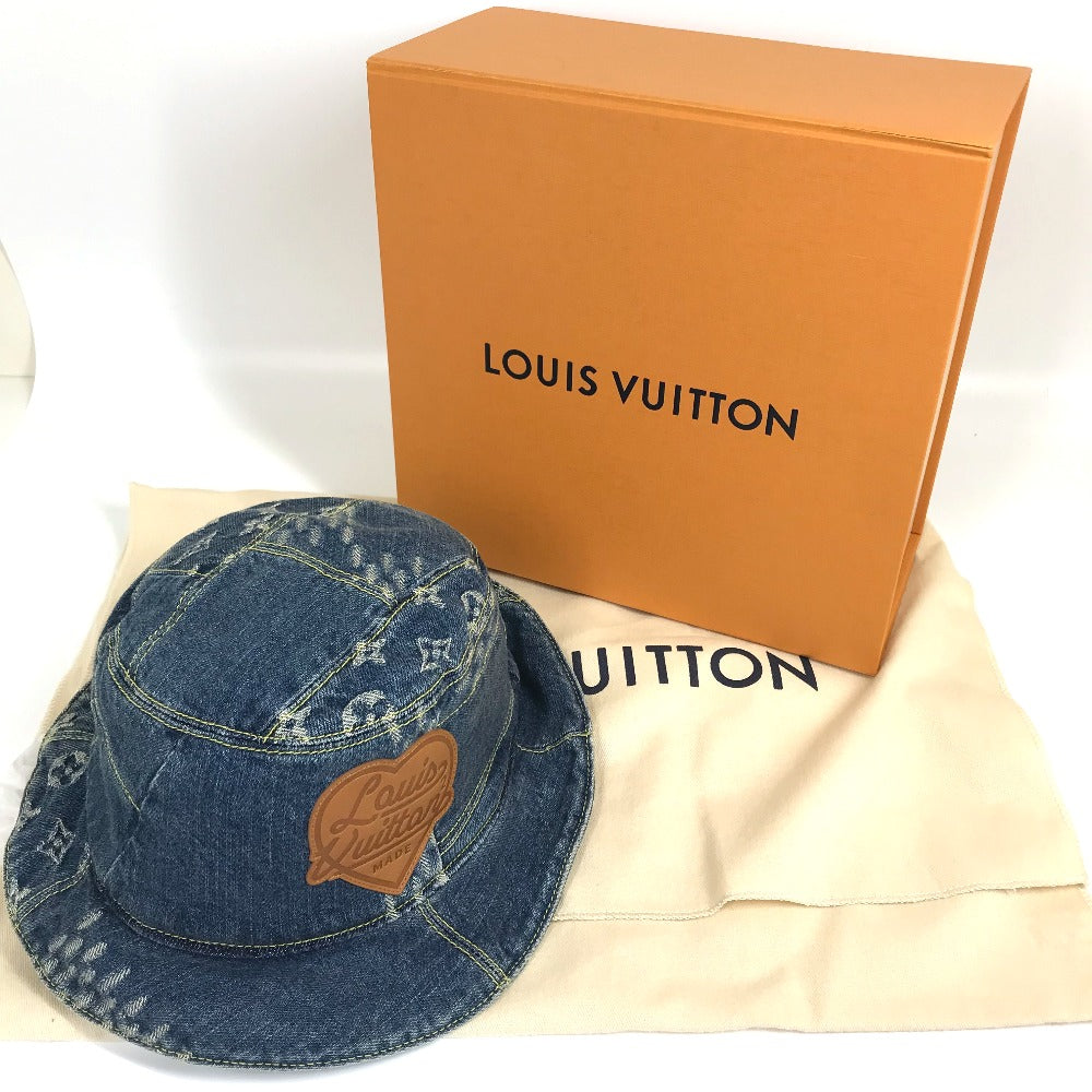 LOUIS VUITTON hat MP3242 cotton Blue / Brown NIGO collaboration Bonnet Denim LV MADE mens M Used Authentic