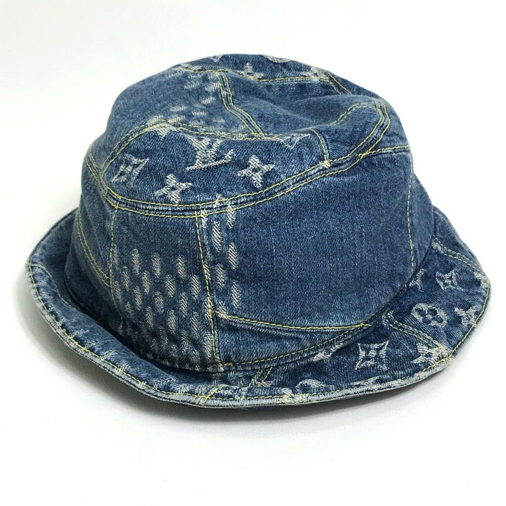 LOUIS VUITTON hat MP3242 cotton Blue / Brown NIGO collaboration Bonnet Denim LV MADE mens M Used Authentic