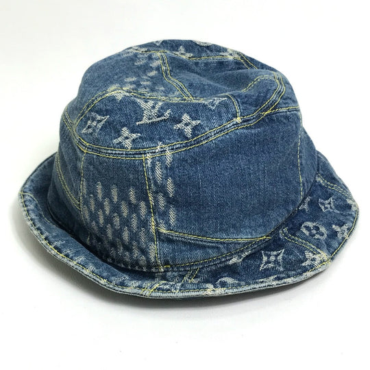 LOUIS VUITTON hat MP3242 cotton Blue / Brown NIGO collaboration Bonnet Denim LV MADE mens M Used Authentic