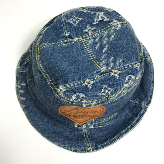 LOUIS VUITTON hat MP3242 cotton Blue / Brown NIGO collaboration Bonnet Denim LV MADE mens M Used Authentic