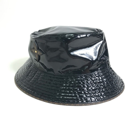 LOUIS VUITTON hat M77020 enamel black Monogram flower Bob Rainey Day unisex(Unisex) Used Authentic