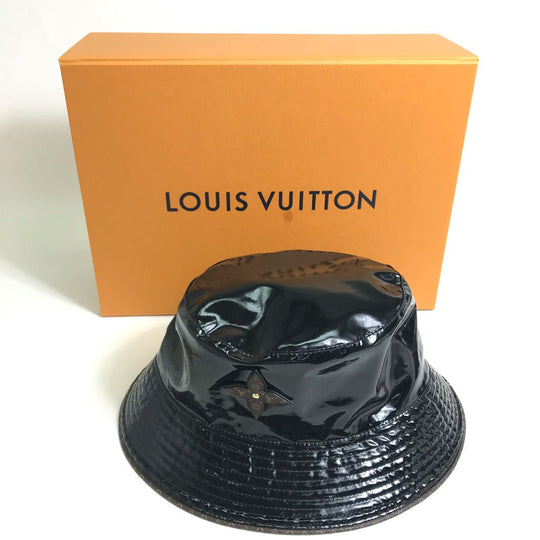LOUIS VUITTON hat M77020 enamel black Monogram flower Bob Rainey Day unisex(Unisex) Used Authentic