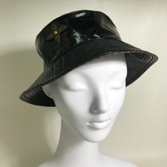 LOUIS VUITTON hat M77020 enamel black Monogram flower Bob Rainey Day unisex(Unisex) Used Authentic