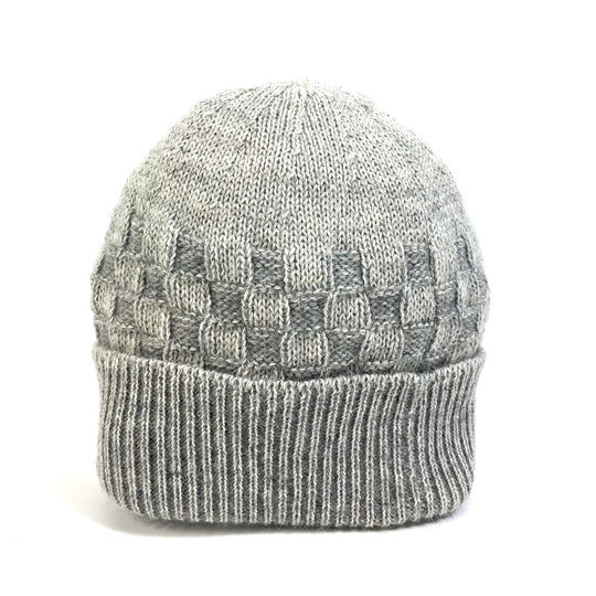 LOUIS VUITTON Knit hat wool gray Damier Beanie Women M Used Authentic