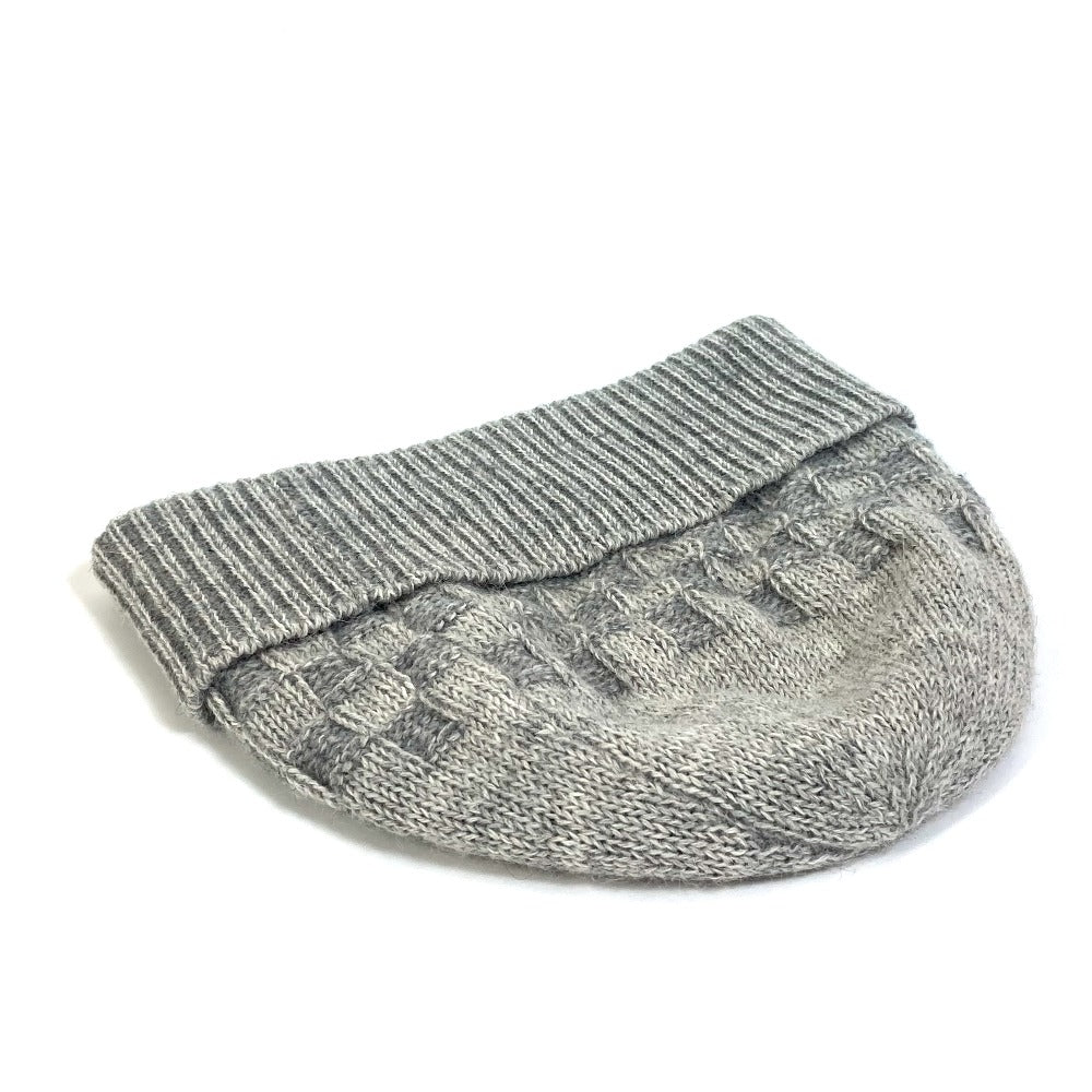 LOUIS VUITTON Knit hat wool gray Damier Beanie Women M Used Authentic