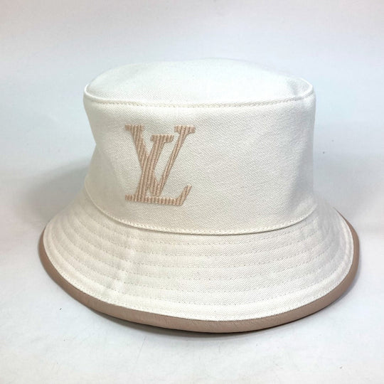 LOUIS VUITTON hat M77575 cotton white Apparel Bob LV Buddy Bucket Women M Used Authentic