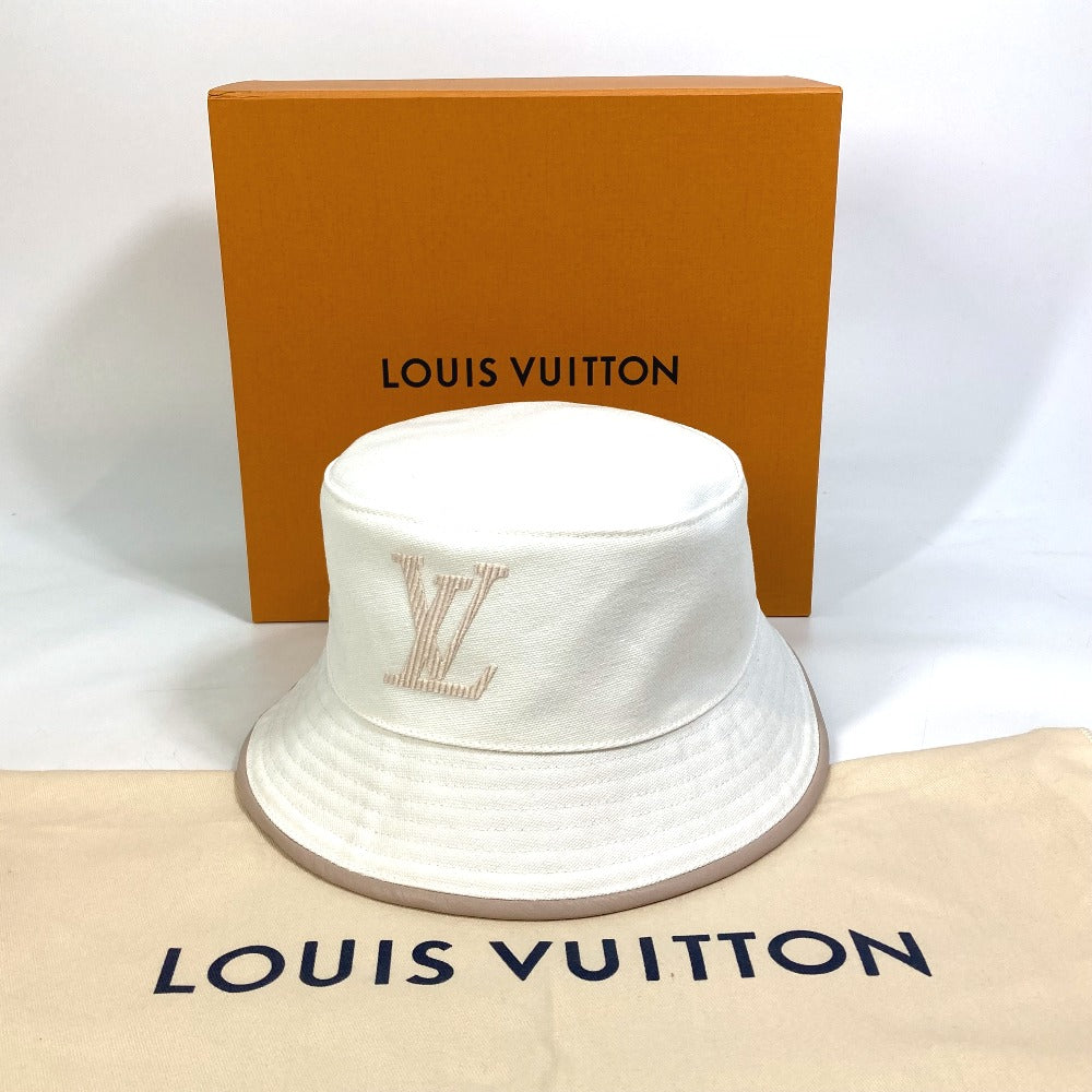 LOUIS VUITTON hat M77575 cotton white Apparel Bob LV Buddy Bucket Women M Used Authentic