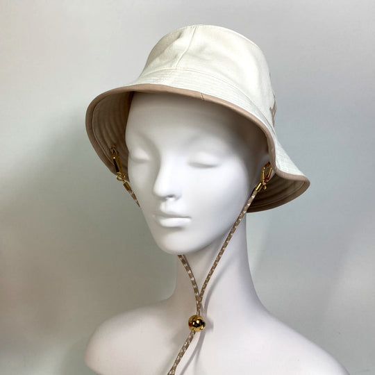 LOUIS VUITTON hat M77575 cotton white Apparel Bob LV Buddy Bucket Women M Used Authentic