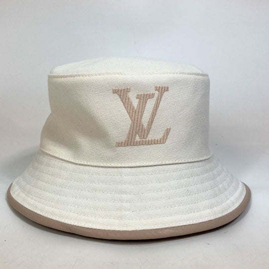 LOUIS VUITTON hat M77575 cotton white Apparel Bob LV Buddy Bucket Women M Used Authentic