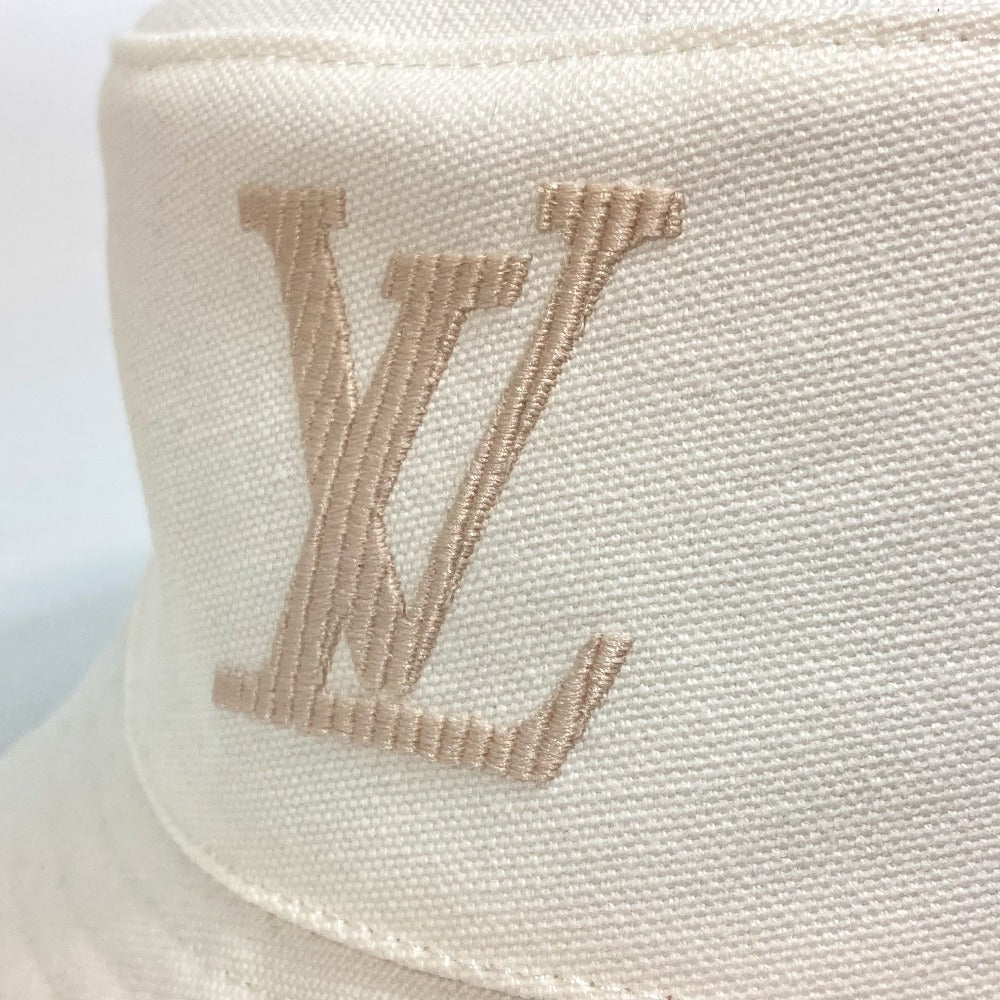 LOUIS VUITTON hat M77575 cotton white Apparel Bob LV Buddy Bucket Women M Used Authentic