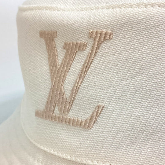 LOUIS VUITTON hat M77575 cotton white Apparel Bob LV Buddy Bucket Women M Used Authentic