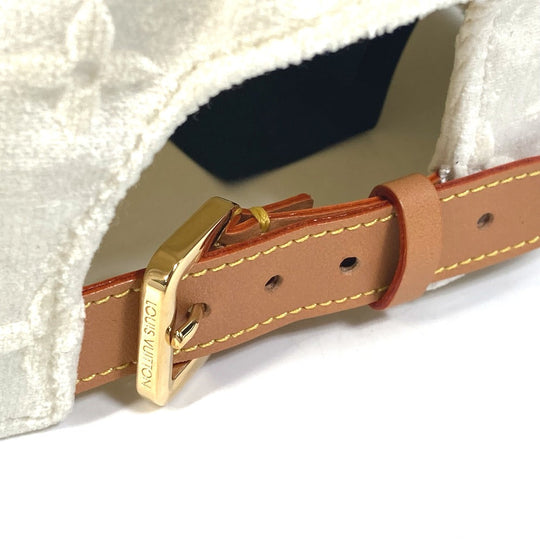 LOUIS VUITTON cap MP3421 polyester white Monogram newsboy velvet