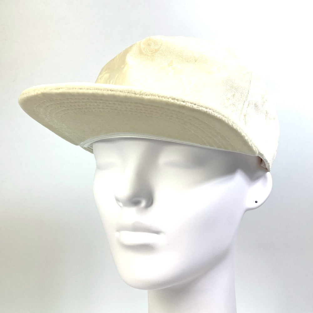 LOUIS VUITTON cap MP3421 polyester white Monogram newsboy velvet