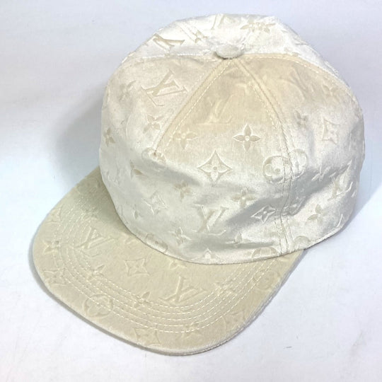 LOUIS VUITTON cap MP3421 polyester white Monogram newsboy velvet