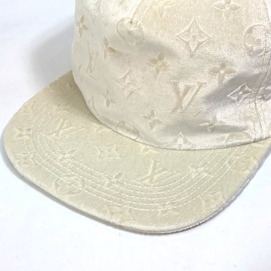 LOUIS VUITTON cap MP3421 polyester white Monogram newsboy velvet