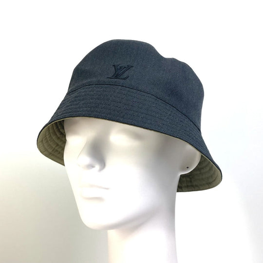 LOUIS VUITTON hat M7013M Nylon, Wool beige Monogram reversible Chapeau Monogram Rain mens M Used Authentic