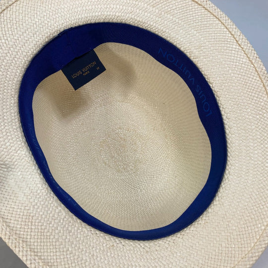 LOUIS VUITTON hat M76762 straw blue Monogram water color chapeau summer time Women 58 Used Authentic