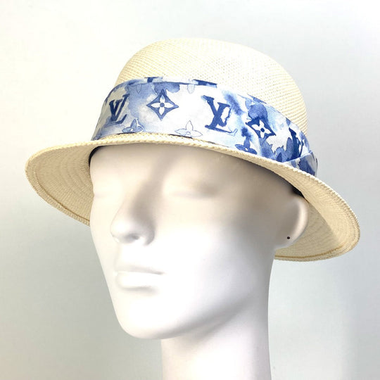 LOUIS VUITTON hat M76762 straw blue Monogram water color chapeau summer time Women 58 Used Authentic