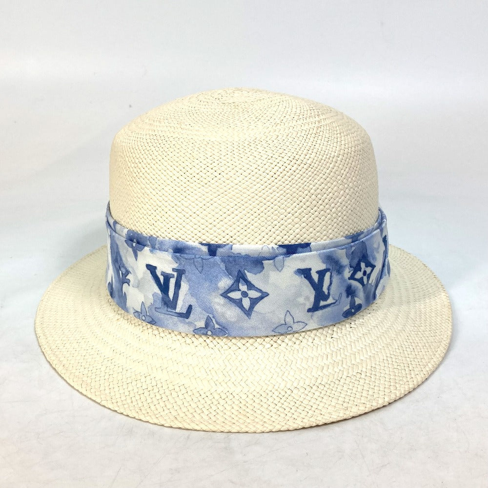 LOUIS VUITTON hat M76762 straw blue Monogram water color chapeau summer time Women 58 Used Authentic