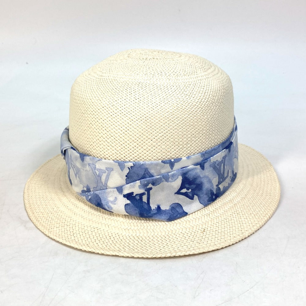 LOUIS VUITTON hat M76762 straw blue Monogram water color chapeau summer time Women 58 Used Authentic