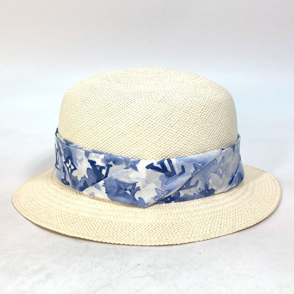 LOUIS VUITTON hat M76762 straw blue Monogram water color chapeau summer time Women 58 Used Authentic