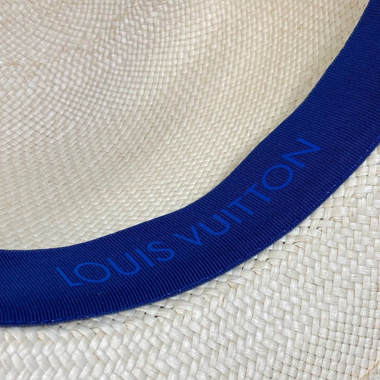 LOUIS VUITTON hat M76762 straw blue Monogram water color chapeau summer time Women 58 Used Authentic