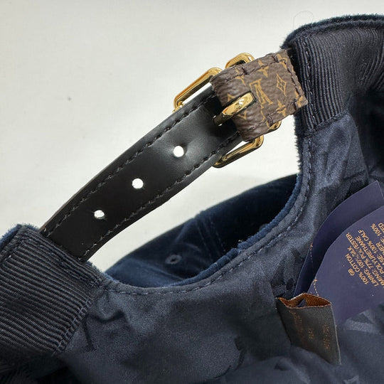 LOUIS VUITTON cap M7791L cotton Navy cap LV touch mens L Used Authentic