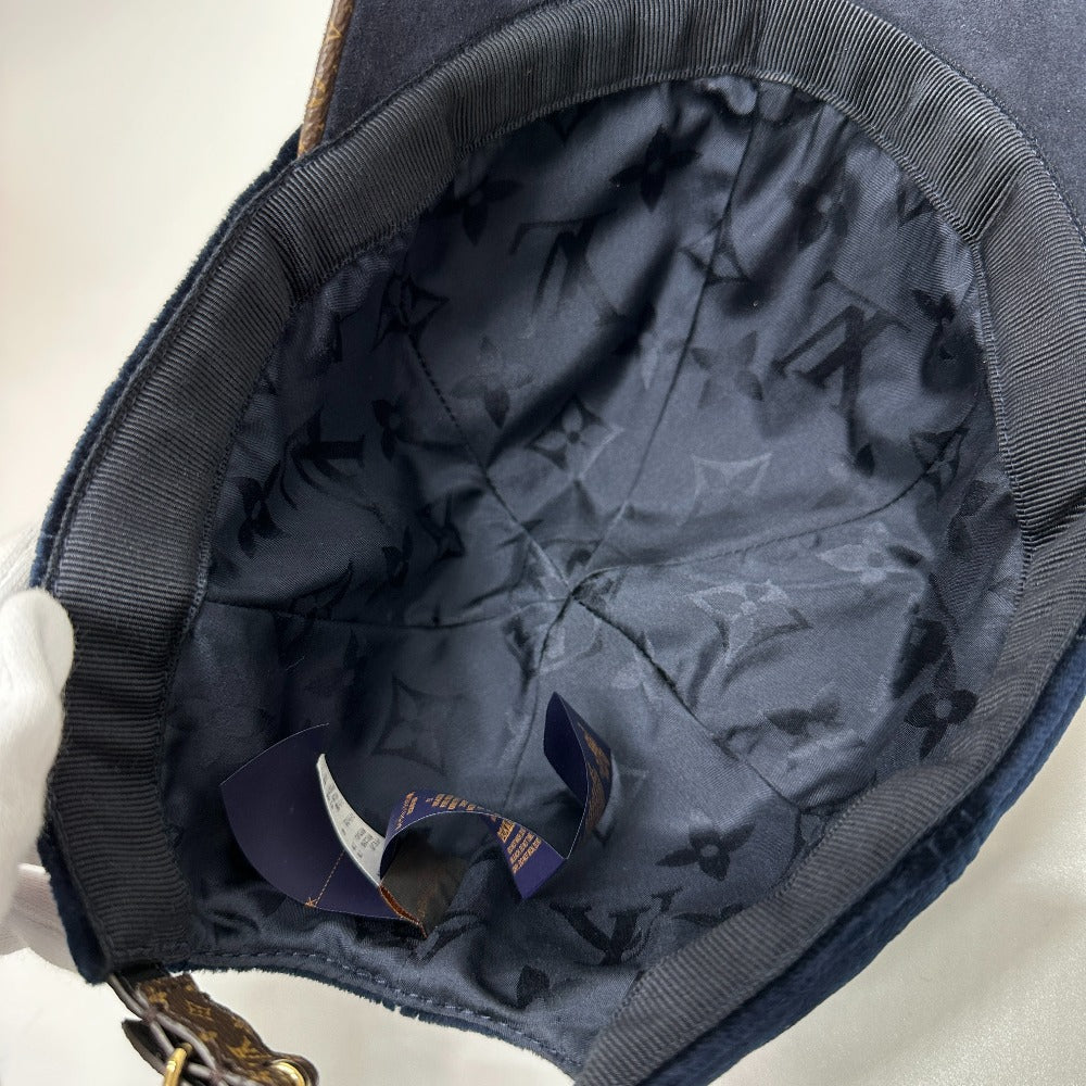 LOUIS VUITTON cap M7791L cotton Navy cap LV touch mens L Used Authentic