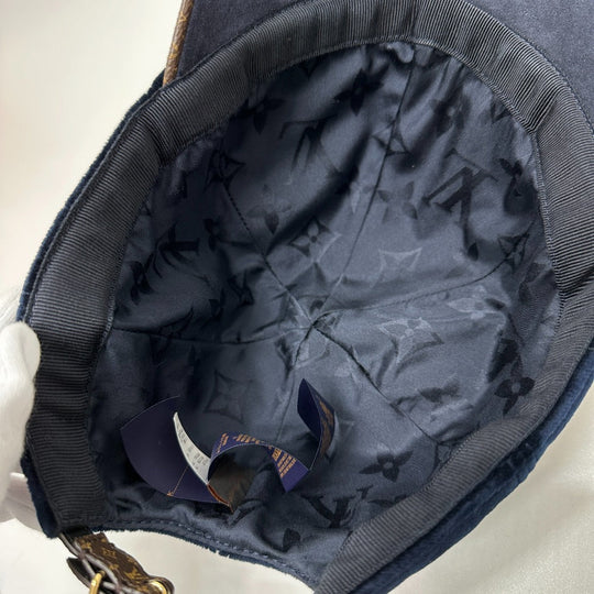 LOUIS VUITTON cap M7791L cotton Navy cap LV touch mens L Used Authentic