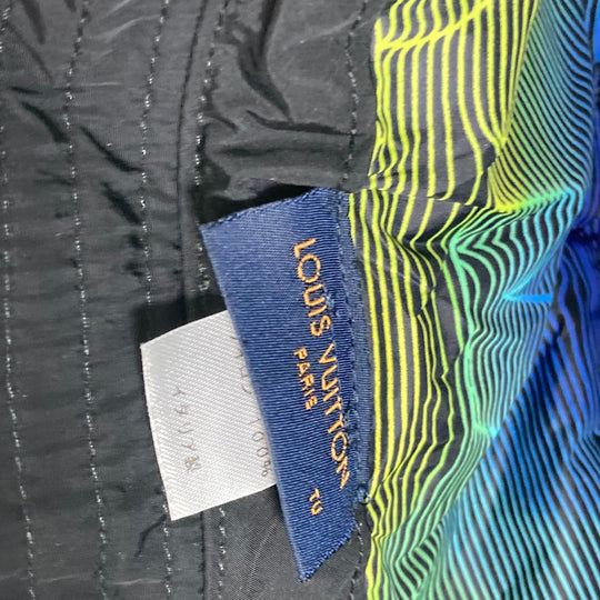 LOUIS VUITTON hat MP2552 Nylon black Rainbow LV logo Bob transformable mens Used Authentic