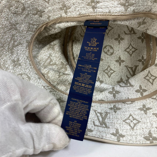 LOUIS VUITTON hat M7058S Nylon, Cotton beige Bucket hat in monogram jacquard denim Women S Used Authentic