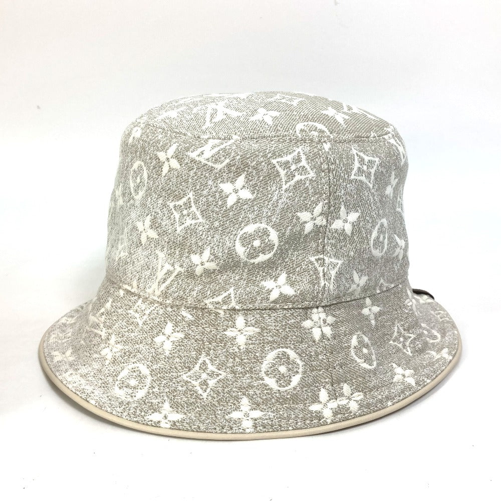 LOUIS VUITTON hat M7058S Nylon, Cotton beige Bucket hat in monogram jacquard denim Women S Used Authentic