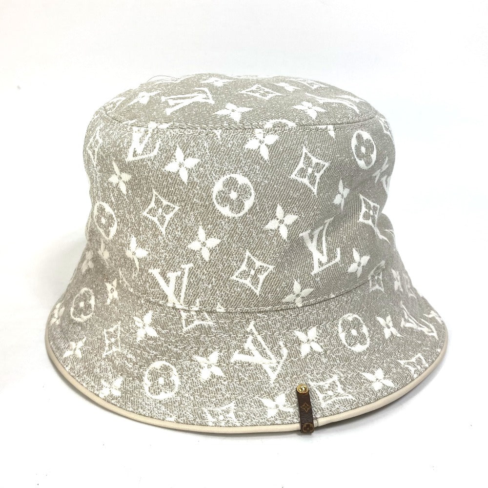 LOUIS VUITTON hat M7058S Nylon, Cotton beige Bucket hat in monogram jacquard denim Women S Used Authentic