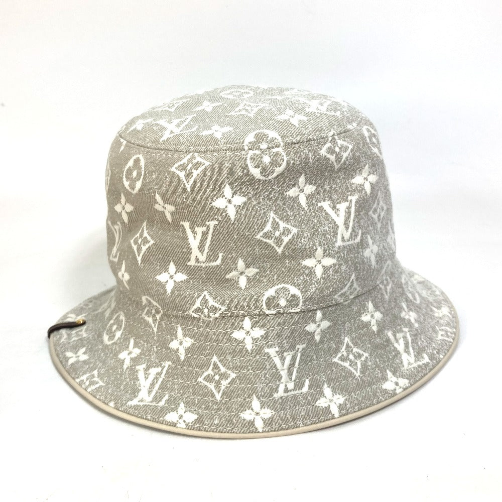 LOUIS VUITTON hat M7058S Nylon, Cotton beige Bucket hat in monogram jacquard denim Women S Used Authentic