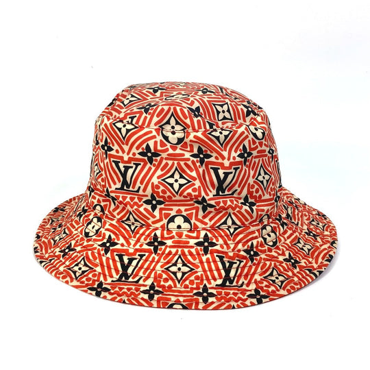 LOUIS VUITTON hat M76537 nylon, polyurethane Red creme rouge monogram Women Used Authentic