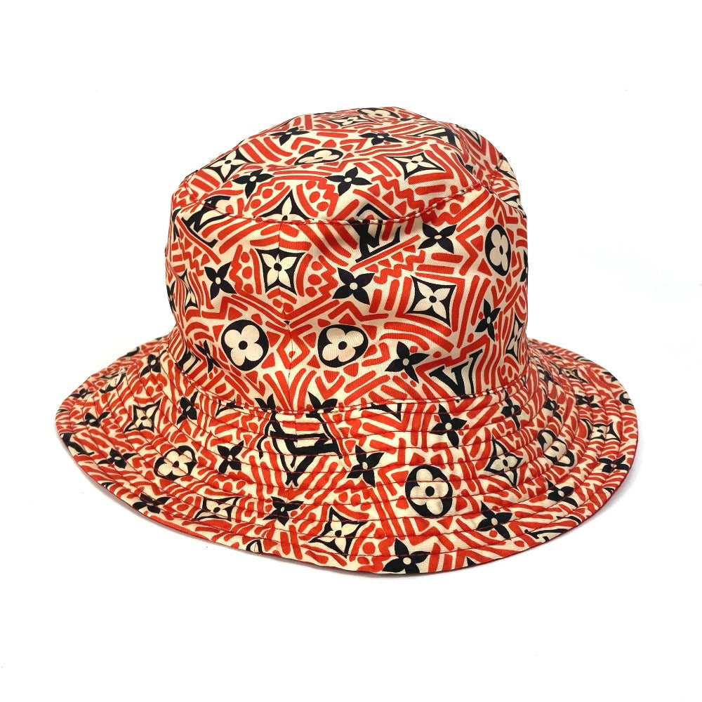 LOUIS VUITTON hat M76537 nylon, polyurethane Red creme rouge monogram Women Used Authentic