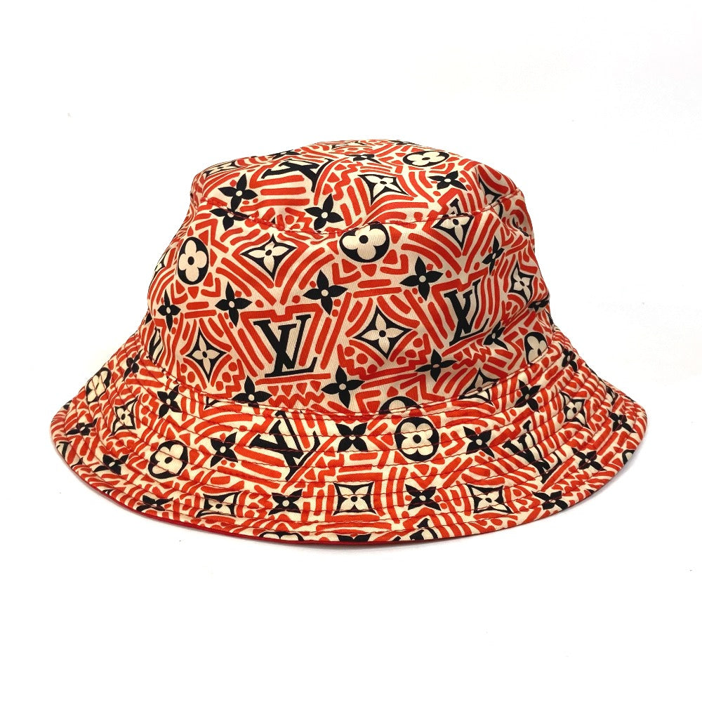 LOUIS VUITTON hat M76537 nylon, polyurethane Red creme rouge monogram Women Used Authentic