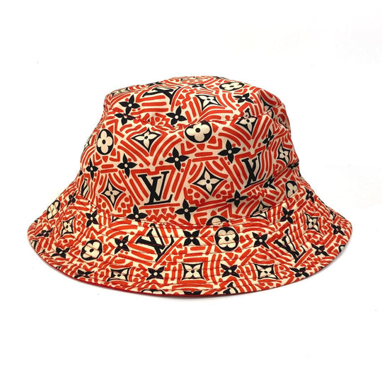 LOUIS VUITTON hat M76537 nylon, polyurethane Red creme rouge monogram Women Used Authentic
