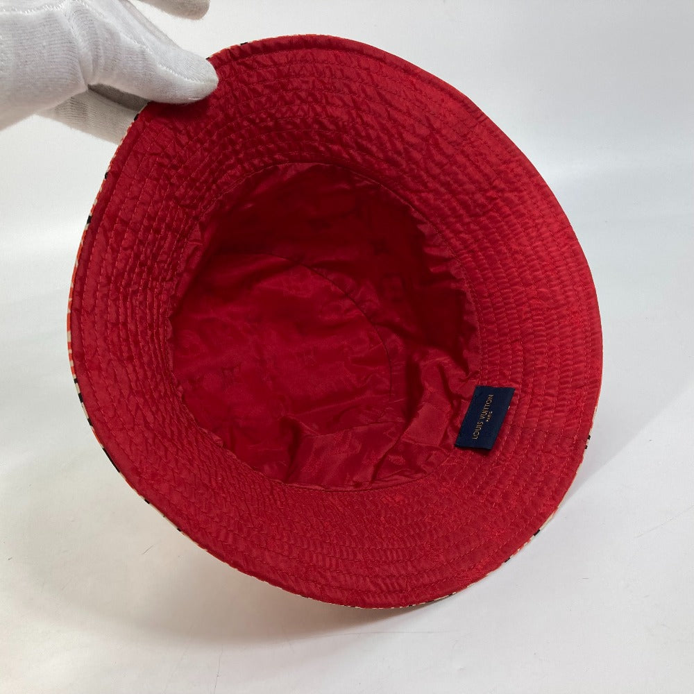 LOUIS VUITTON hat M76537 nylon, polyurethane Red creme rouge monogram Women Used Authentic