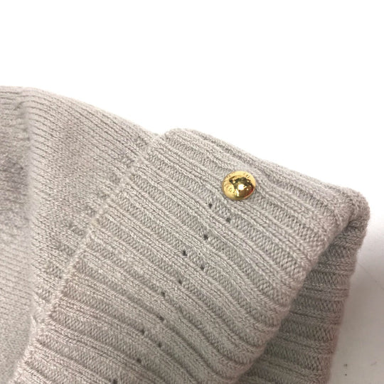 LOUIS VUITTON Knit hat M75540 Wool, Nylon beige Monogram With pompoms Women Used Authentic
