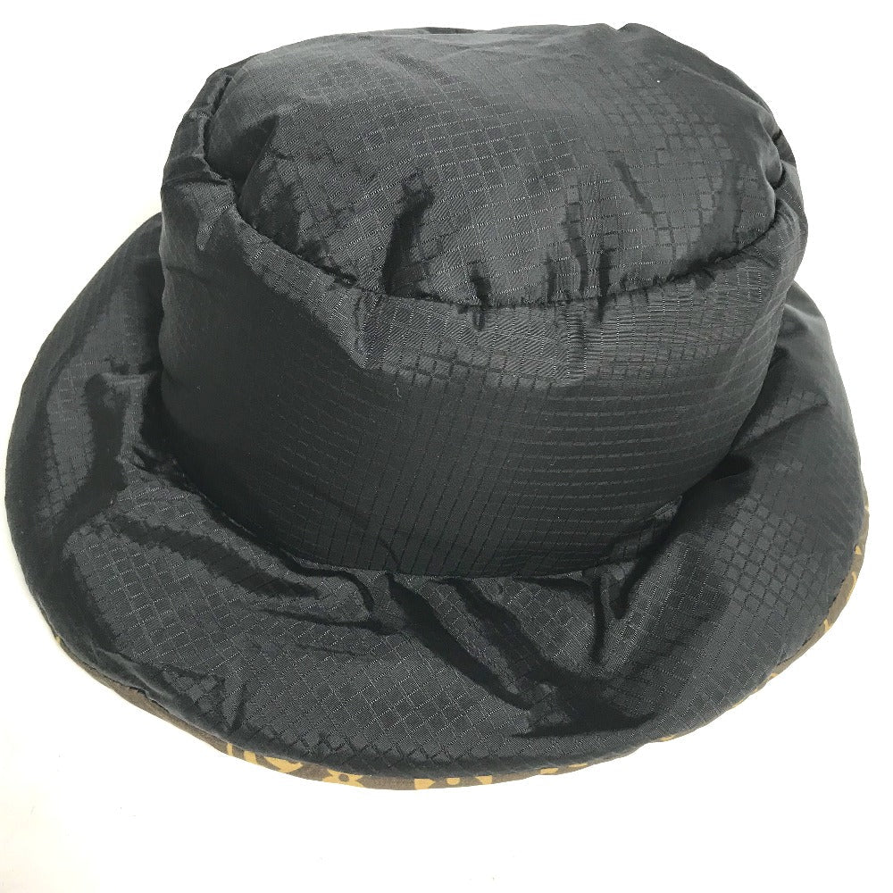 LOUIS VUITTON hat M77025 Nylon black monogram down Bob Pillow Women M Used Authentic