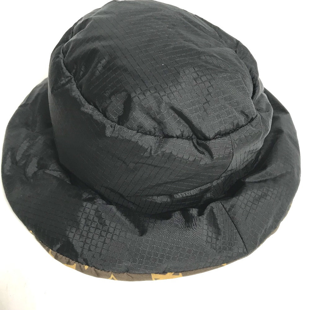 LOUIS VUITTON hat M77025 Nylon black monogram down Bob Pillow Women M Used Authentic