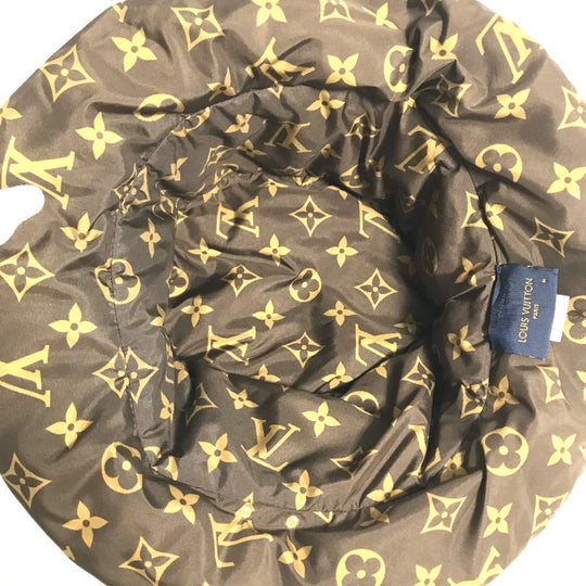 LOUIS VUITTON hat M77025 Nylon black monogram down Bob Pillow Women M Used Authentic