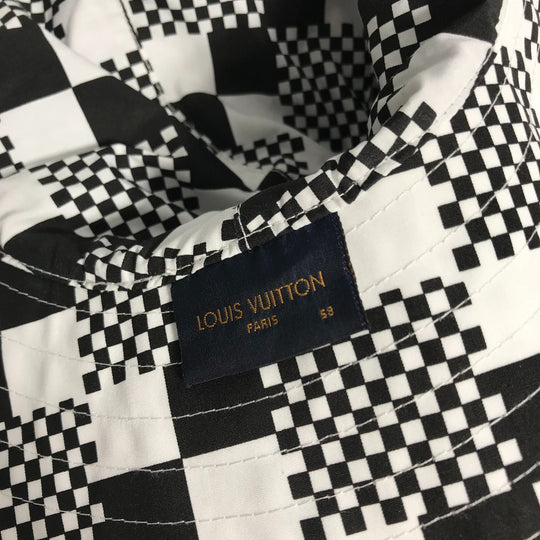 LOUIS VUITTON hat MP2965 Polyester / Cotton black Distorted Damier Hat mens Used Authentic