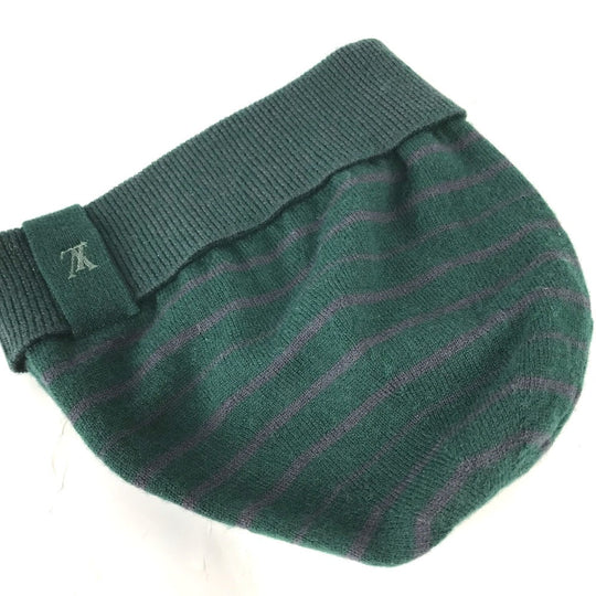 LOUIS VUITTON Knit hat Wool, Cashmere green LV logo border Women M Used Authentic