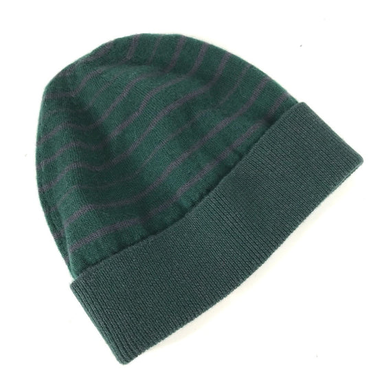 LOUIS VUITTON Knit hat Wool, Cashmere green LV logo border Women M Used Authentic