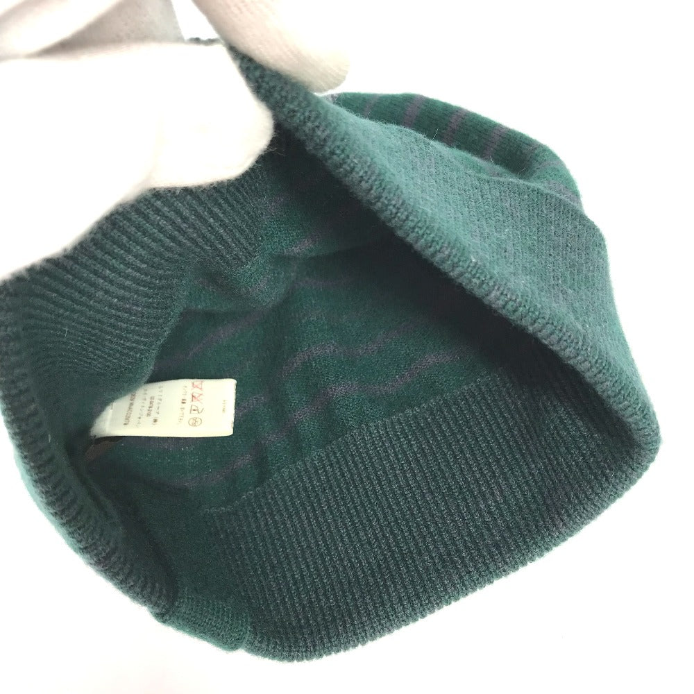 LOUIS VUITTON Knit hat Wool, Cashmere green LV logo border Women M Used Authentic
